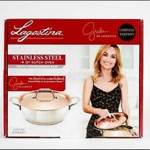 LAGOSTINA stainless steel copper 4 qt tri-ply covered dutch oven